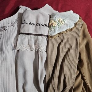 Girly Tops With Lace/Embroidery  Jfashion Wardrobe Starter Pink And Brown Bundle